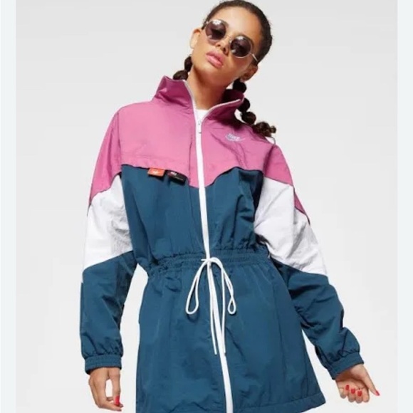Nike women’s Sportswear Icon Clash Woven Track Jacket Blue Pink white 1X  Sporty - Picture 16 of 17